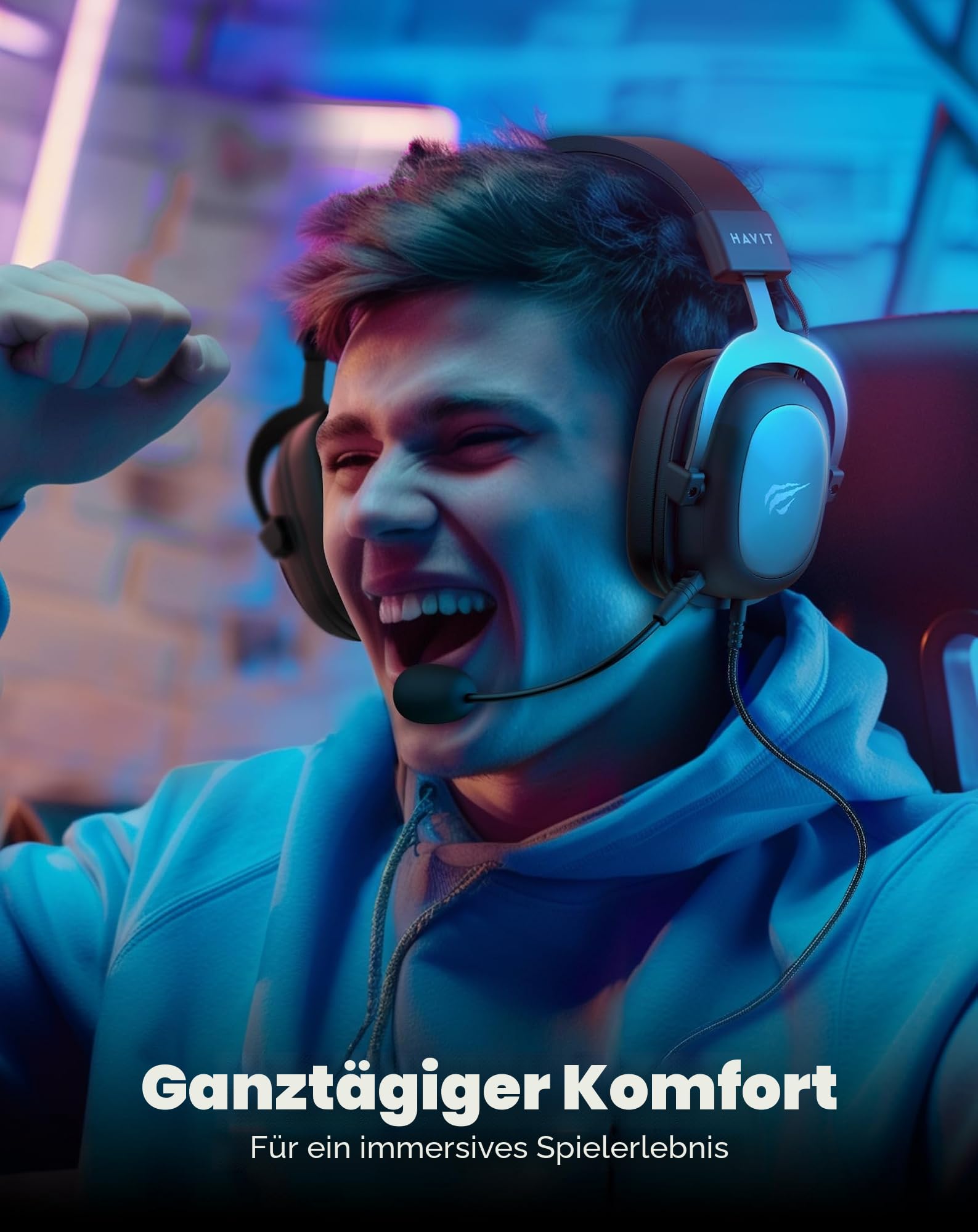 havit Gaming Headset mit Mikrofon - Gaming Kopfhörer [3,5mm Klinke für PC, Xbox und PlayStation] - Gamer Kopfhörer Over Ear [mit Noise Cancelling] - Metallic Schwarz