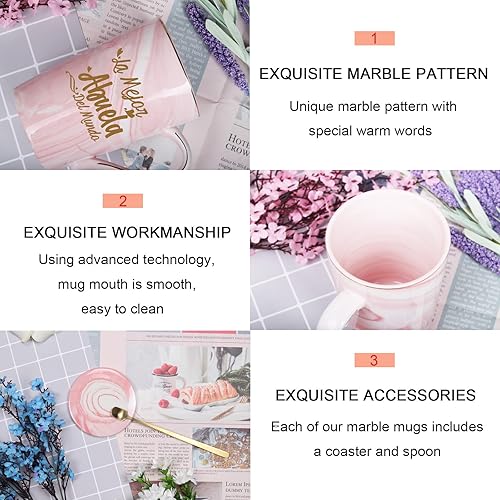 Miniatura 5 de WENSSY Taza La Mejor Abuela Del Mundo y La Mejor Abuelo Del Mundo, Regalos de Abuela y Abuelo en español, regalos de cumpleaños para abuela y abuelo