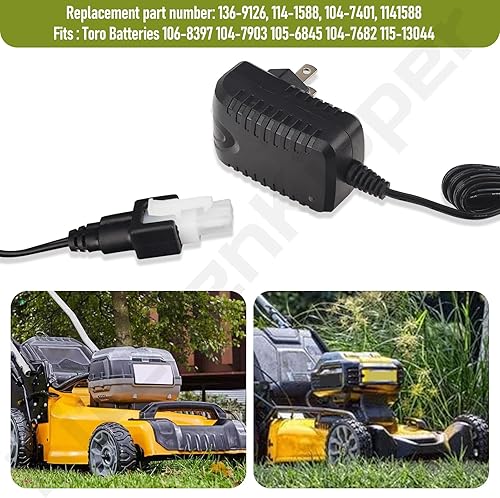 Miniatura 6 de Cargador de batería 114-1588 compatible con Toro Lawnboy cargador de batería de 22 pulgadas, compatible con los modelos 20334C 10666C 10686C 10796
