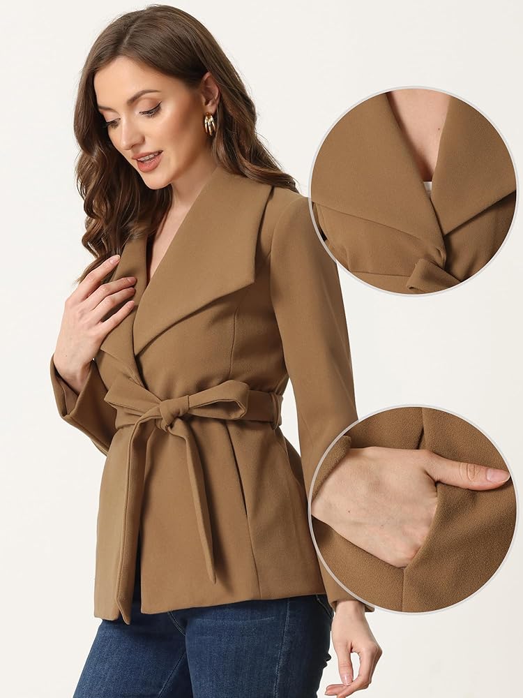 Amazon.com: Allegra K Short Pea Coat for Women's Buttoned