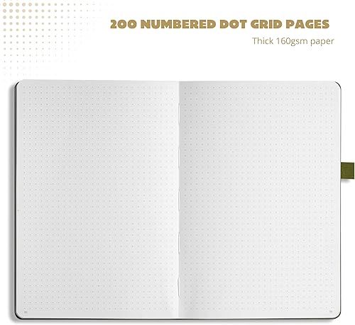Miniatura 6 de Vivid Scribbles Diario de puntos papel blanco grueso de 564ozm 200 páginas de cuadrícula de puntos numerados cuadernos de viñetas de puntos A5 que