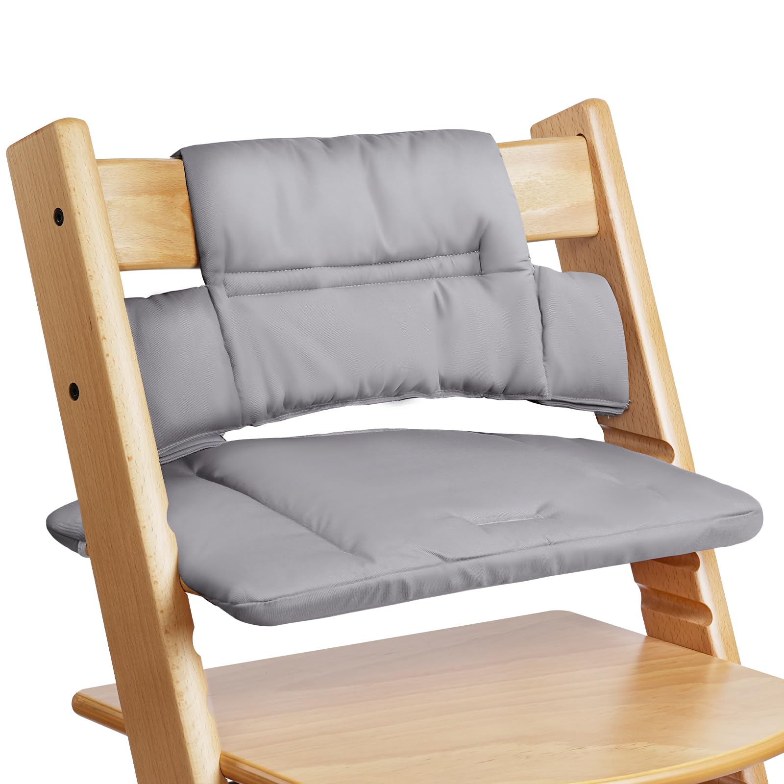 Vicloon Hochstuhl Sitzkissen für Stokke, 2-teilig rutschfest Kissen Sitzbezug Hochstuhlauflage, Weiches Hochstuhlkissen, Abnehmbar, Leicht Reinigung und Befestigen -Hellgrau