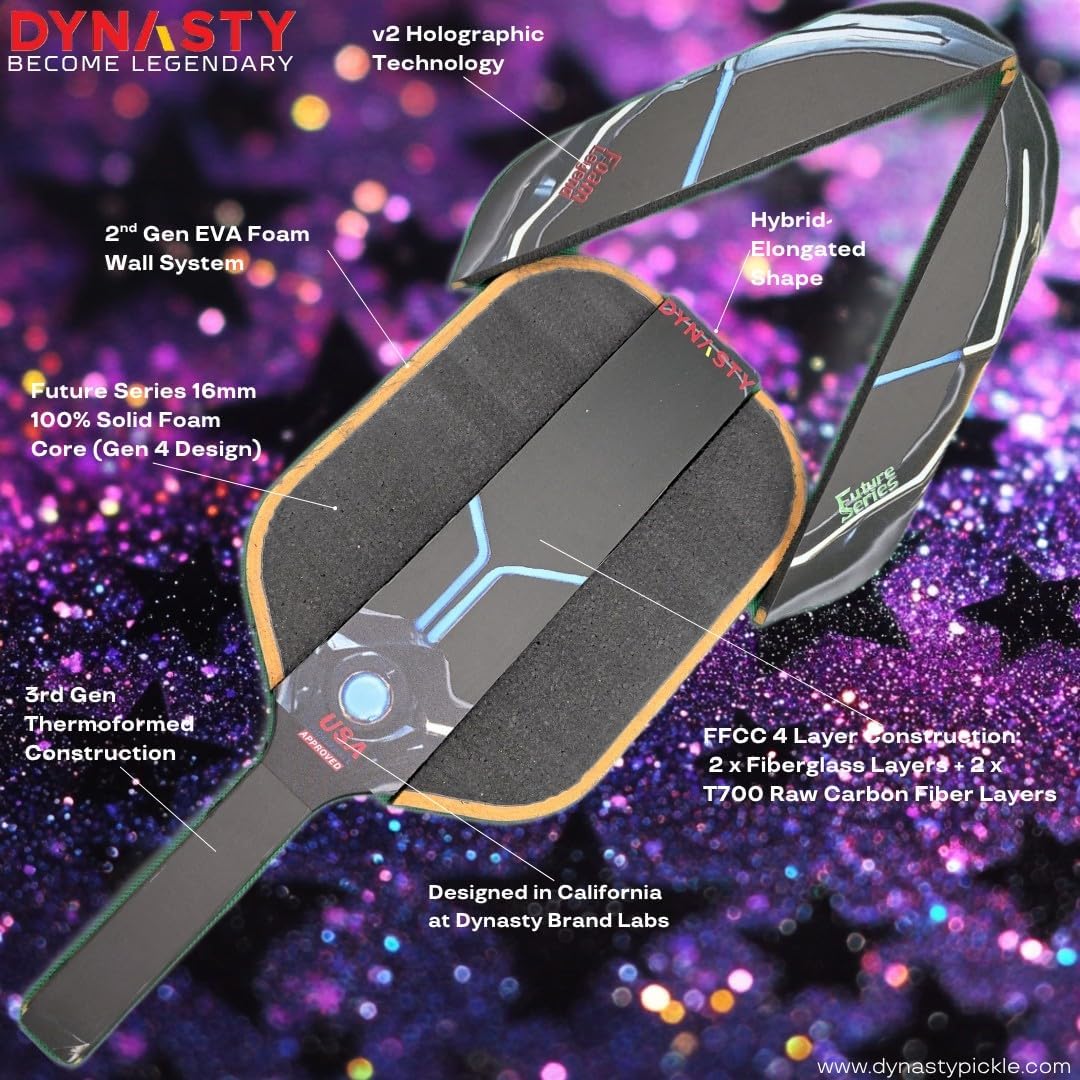 Dynasty Foam Legend Future Series Gen 4.5 with 4-Layer Face *Power Series PBCoR .43* USAPA/Featherweight 3D18K Carbon Fiber Gen 3.5 Pickleball Paddle - Image 6
