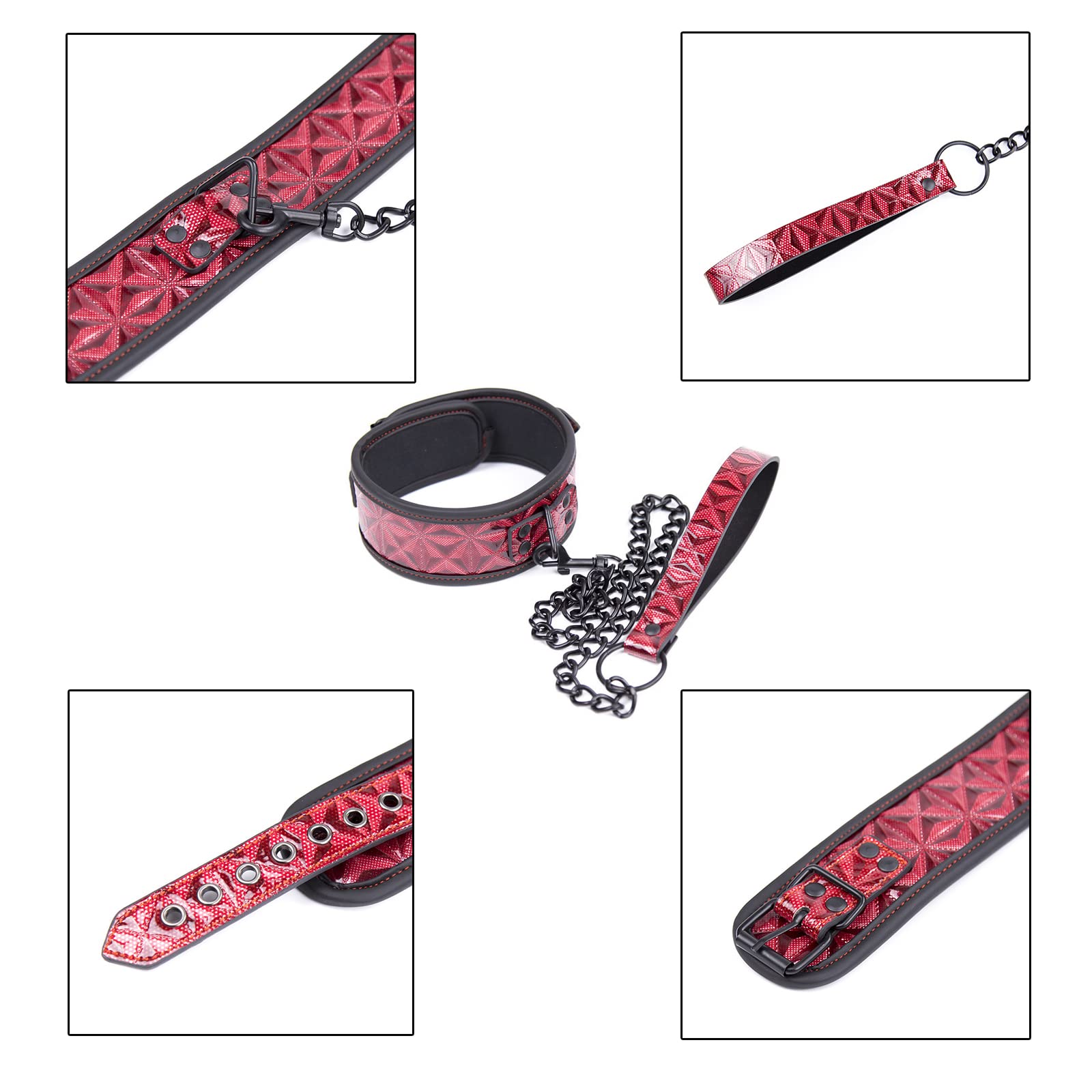 BDSM Collar de Cuero Suave para Mujer, Set Ajustable con O-Ring Esclavo, Fetiche Coqueteo, Juguetes Sexuales para Parejas, Bondage Erótico
