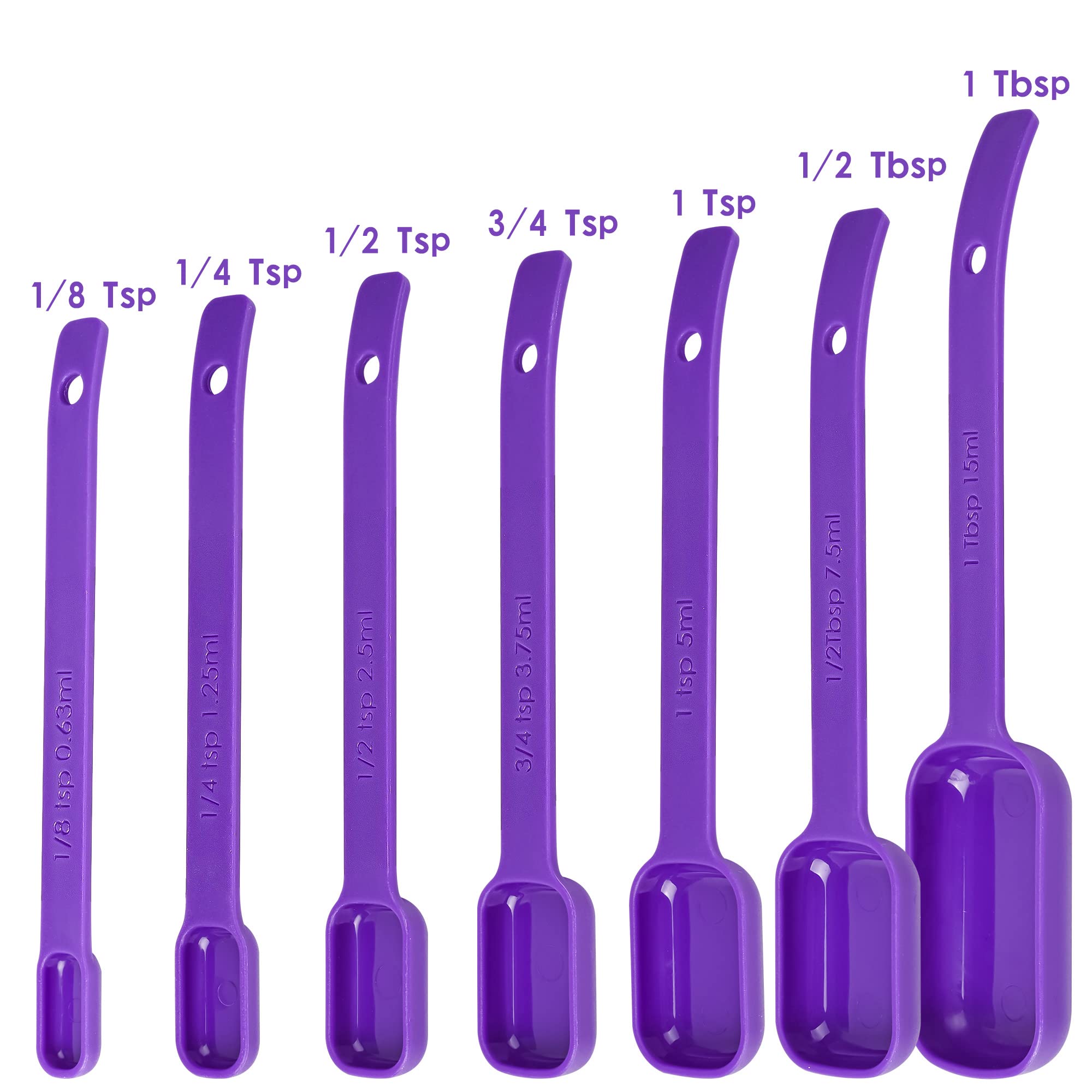 Violettes Messbecher- und Löffel-Set, 15 Stück, Kunststoff-Messbecher, 7 Kunststoff-Messbecher und 7 Kunststoff-Messlöffel mit Nivellierer, niedliche Messbecher für Backen und Küche