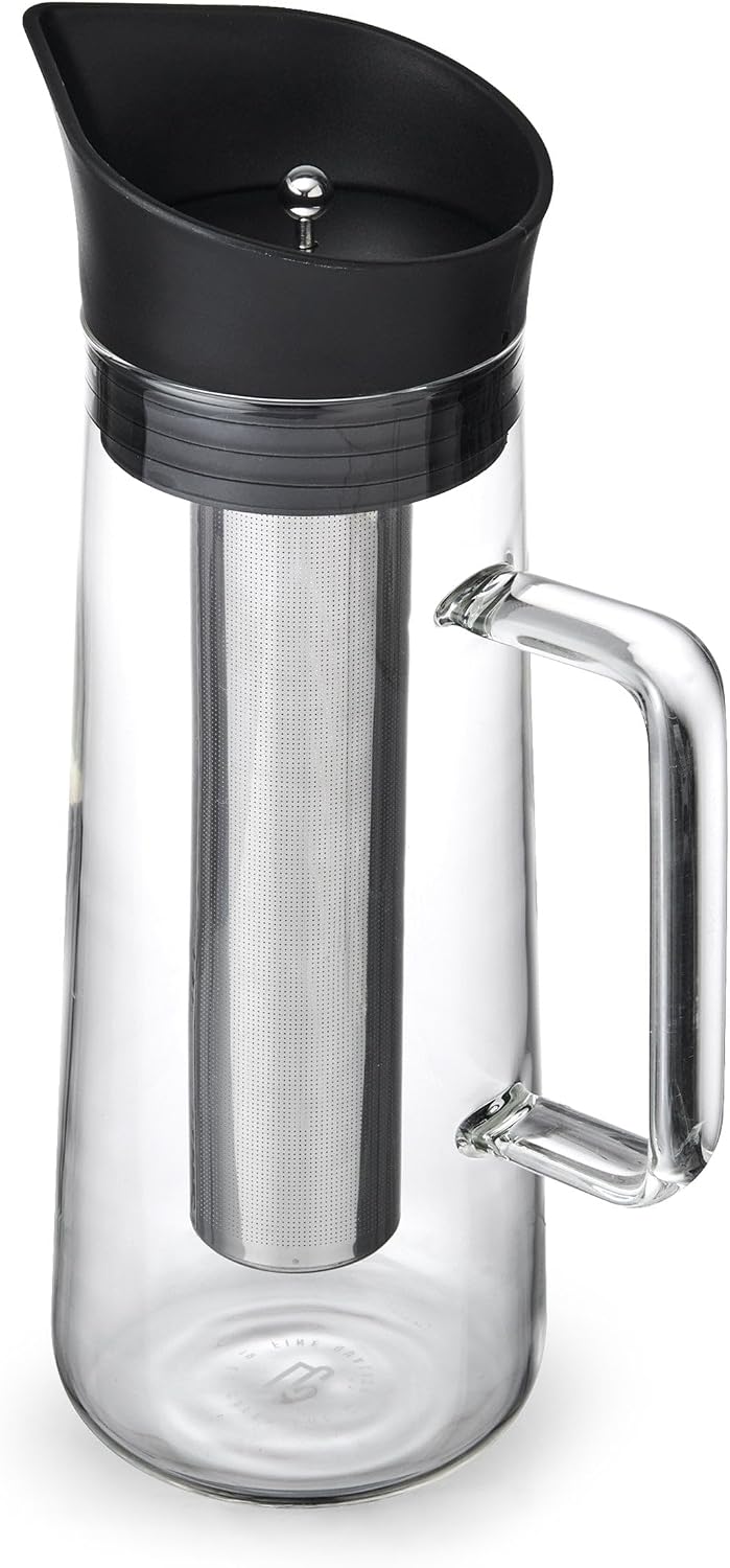 La Cafetière Cold Brew Coffee Maker With Mesh Filter, Dishwasher-Safe, Easy-To-Use Pitcher Spout Lid, Drinks Container For Premium Quality Iced Brew Coffee, Ice Tea, Homemade Fruit Drinks,1L
