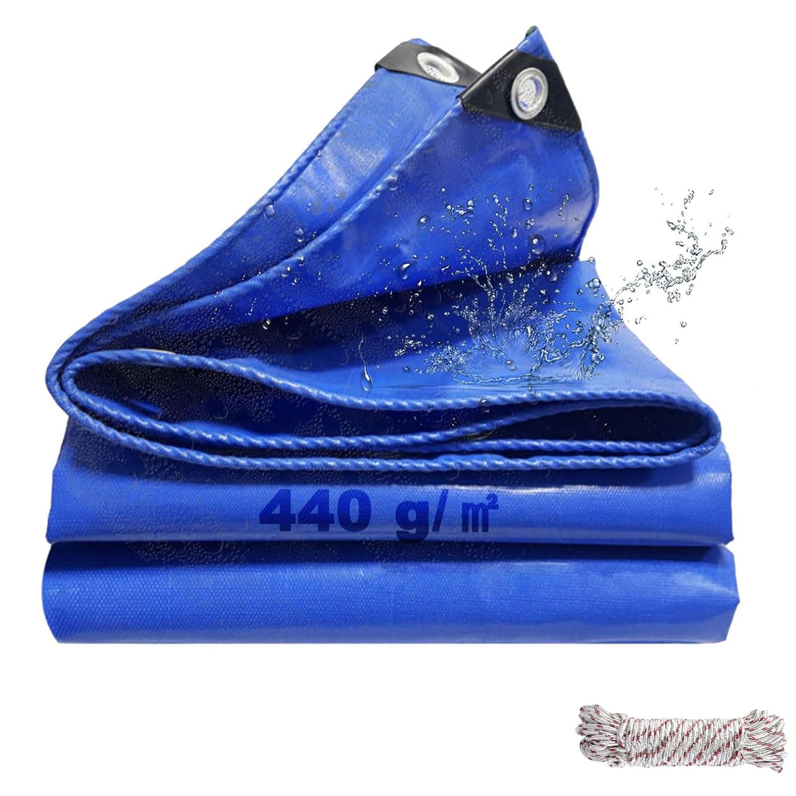 SHANNA Tarpaulin 3x6 m Waterproof Heavy Duty Tarp Sheet Cover, Thicken 440 GSM PE Tarpaulin with Reinforced Grommets, MultiPurpose Outdoor Use for Garden Furniture Camping Ground Sheet Truck Cover — image 1