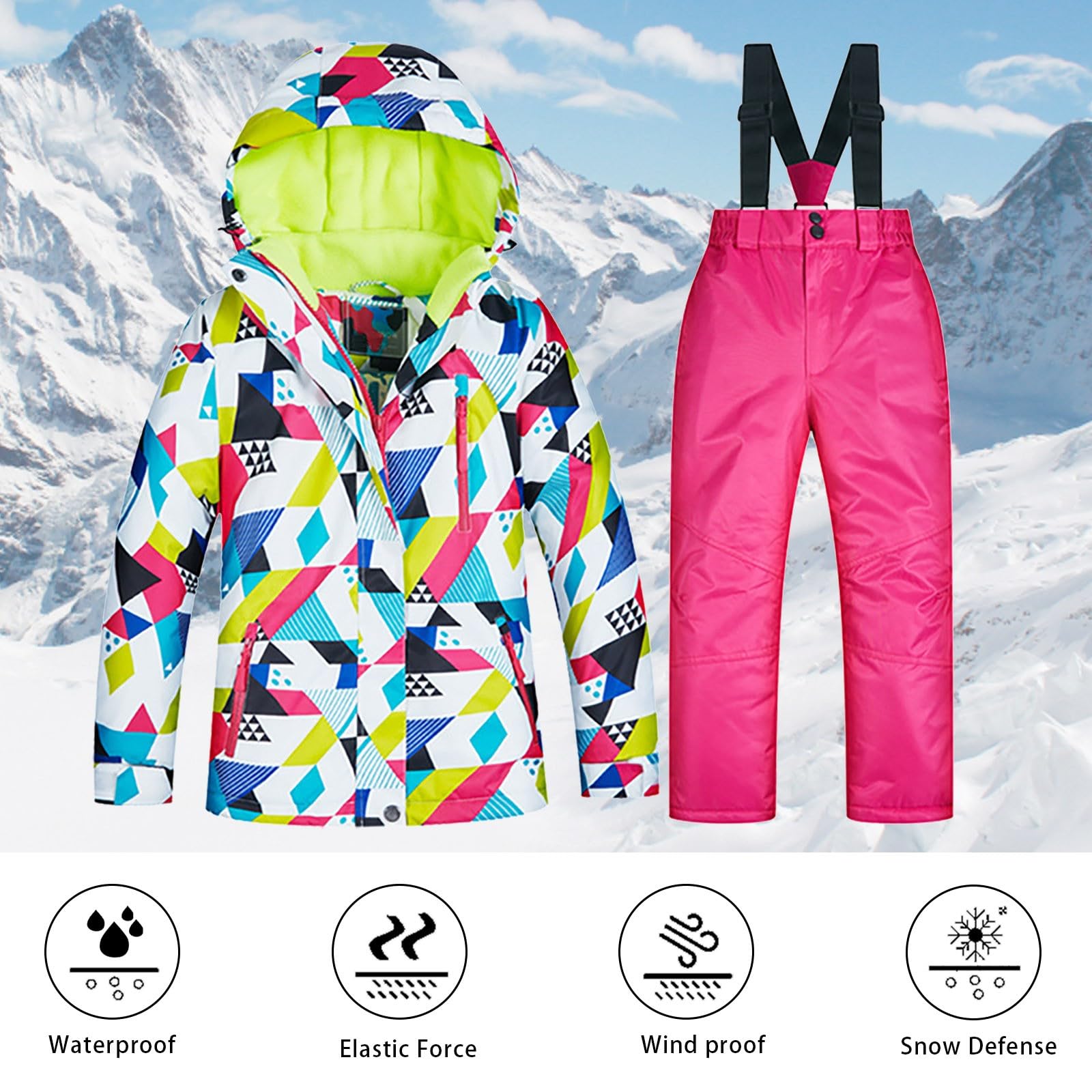 HEONSATI Tute Completo Da Neve Completi Sci Piumino Invernale Impermeabile Tutine Neve Moda Completo Unisex Bambino Da Neve Termiche Tute Set Snowboard Bambini E Ragazzi Leggero Per Andare Sulla Neve