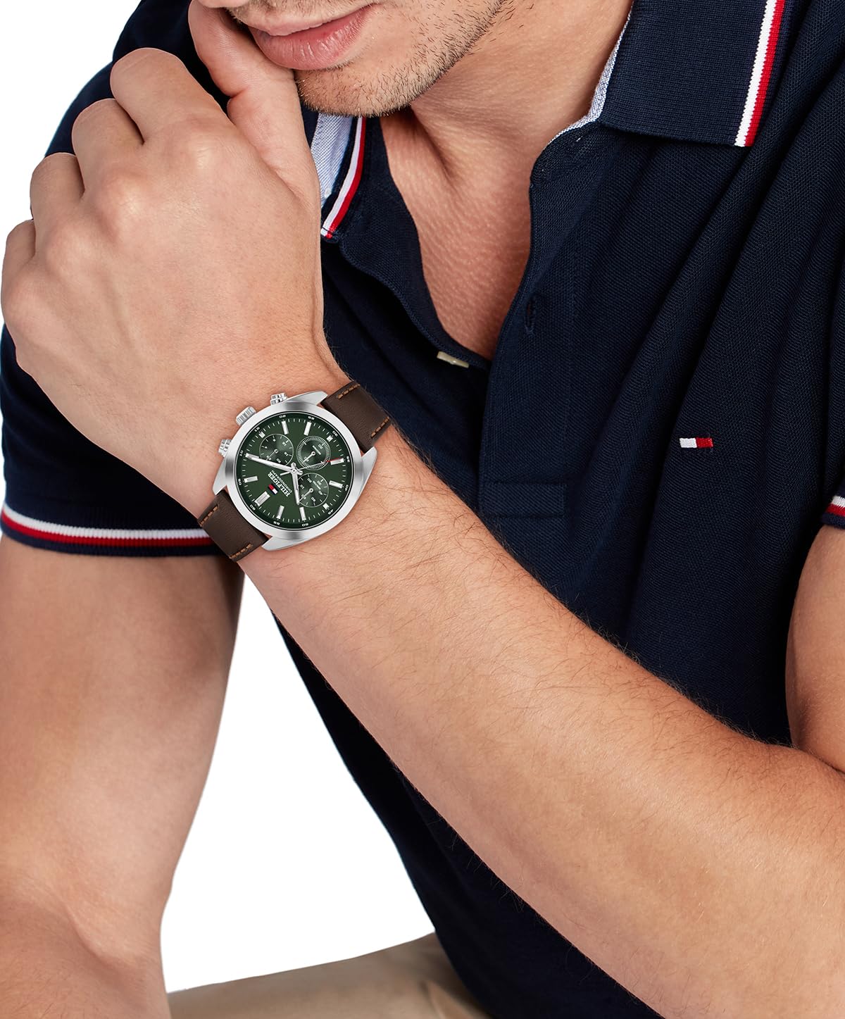 Tommy Hilfiger Reloj Cronógrafo de Cuarzo para Hombre con Correa de Acero Inoxidable o Cuero