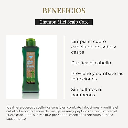 Miniatura 3 de SALERM - Champú para cuero cabelludo sensible - Champú Biokera Natura Honey Scalp Care - 10.1 fl oz - Ayuda a limpiar el cuero cabelludo de sebo y