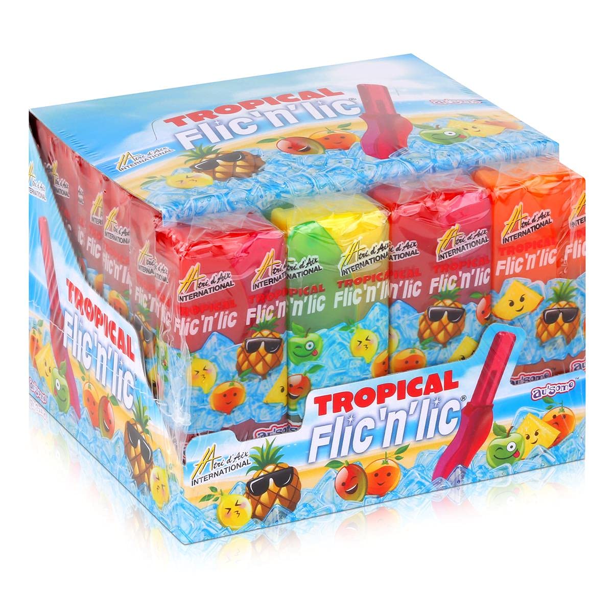 Flic'n'lic lizak Tropical 24 sztuki 336 g - podwójny smak owocowy