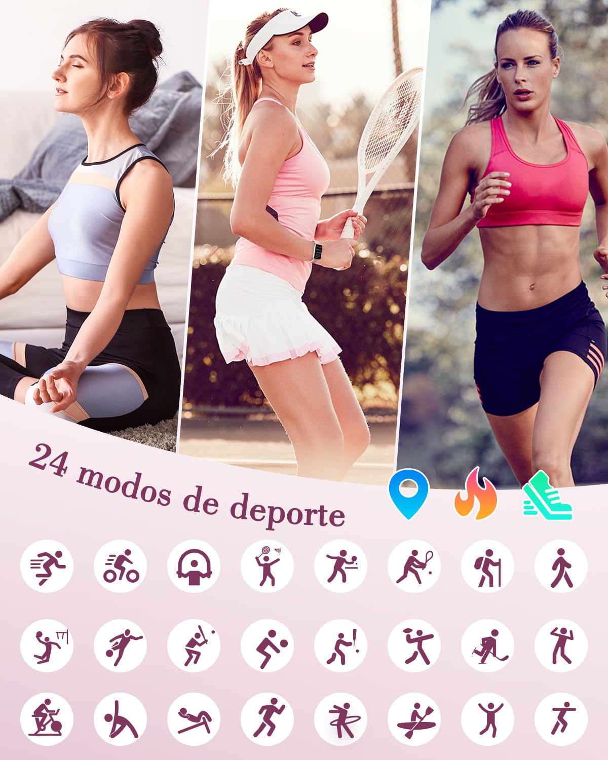 Reloj Inteligente para Mujer con Oxímetro, IP68 Impermeable, DIY Esfera, Monitor Sueño, Podómetro, Pulsómetro, Smartwatch para Android iOS (Rosa)