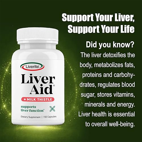 Miniatura 3 de LIVERITE Ayuda hepática con cardo mariano 150 cápsulas, apoya la función hepática saludable, limpieza, energía y bienestar diario