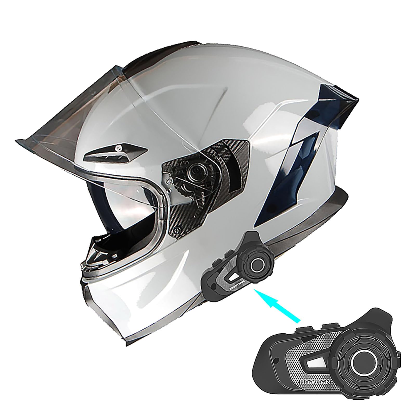1Storm Motorcycle Full Face Helmet Dual Lens/Sun Visor Cement Grey + Motorcycle Bluetooth Headset