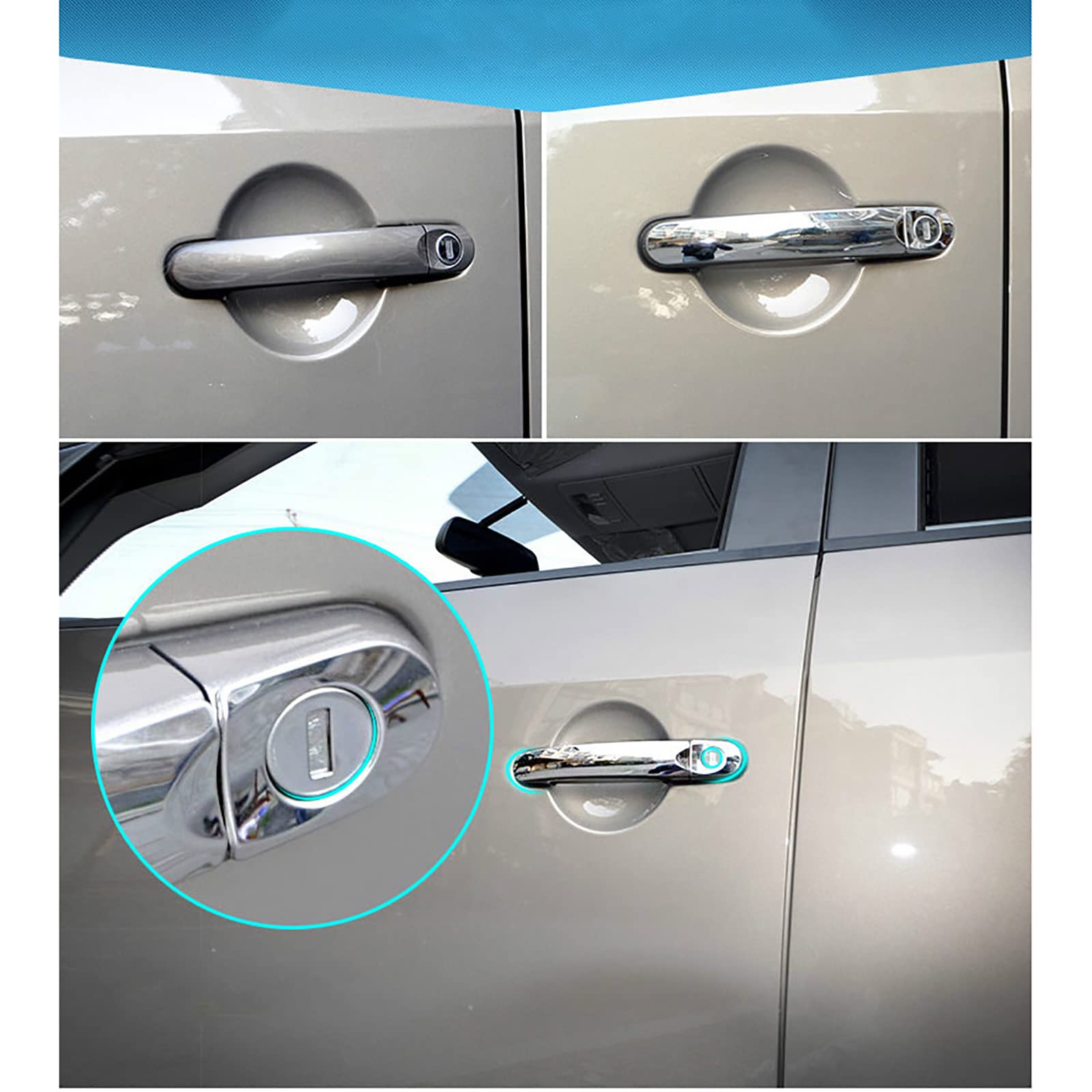 Accesorio Volkswagen Passat B6 B7 Cubiertas Cromadas Para Manillas De Puertas VW Passat B6 B7 - Acero Inoxidable, Pack De 8, Fácil Instalación Adhesivo Para Tiradores De Puertas