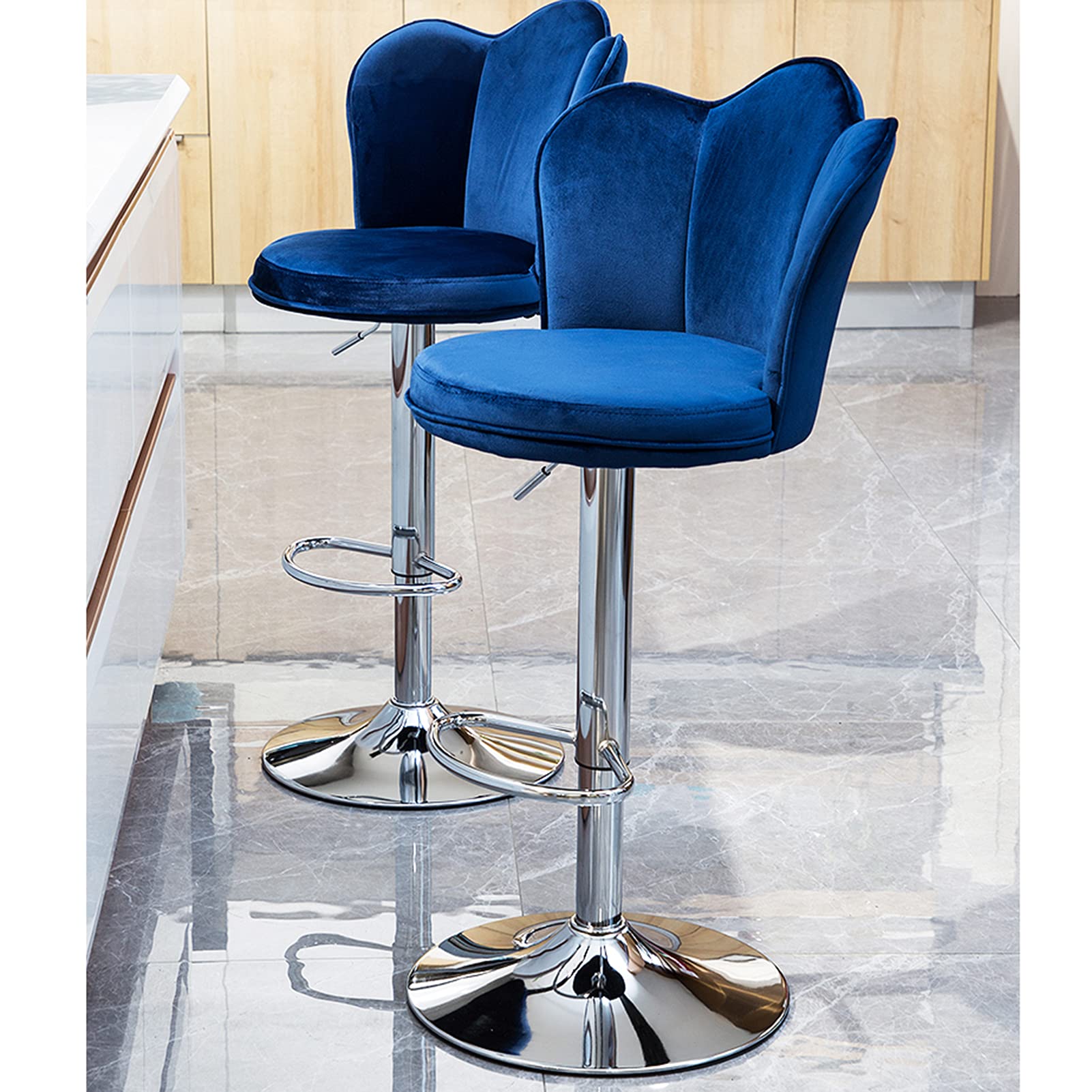 ロイヤルブルー バーチェア カウンターチェア 高さ調整可能