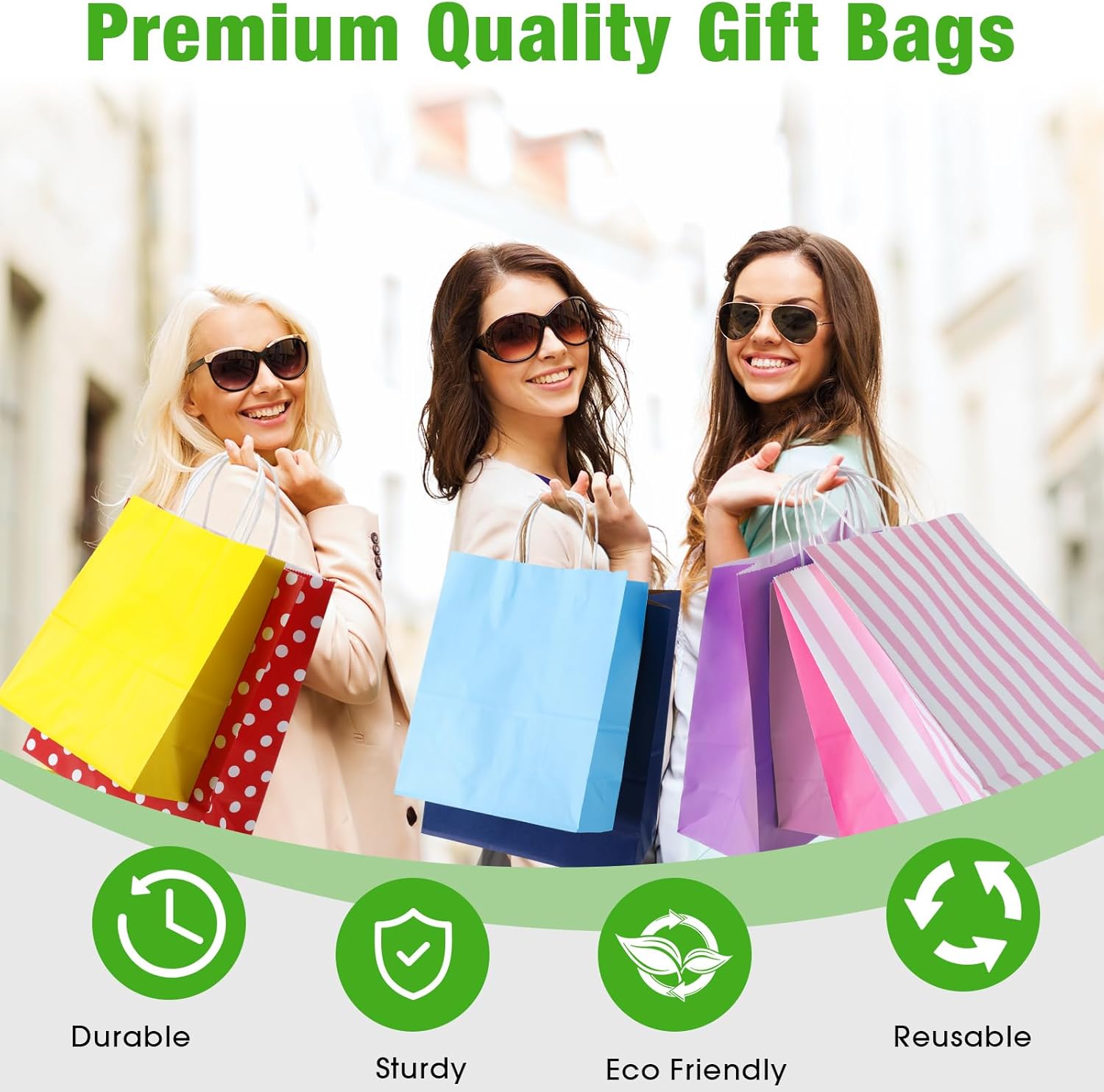 Tenceur 28 Pcs Gift Bags Assorted Sizes Paper Gift Bags Bulk Party Favor Bag with Handle for Wedding Valentine's Day Birthday Shopping Christmas, 8.3" Small, 10.6" Medium, 12.6" Large (Classic) - Image 5