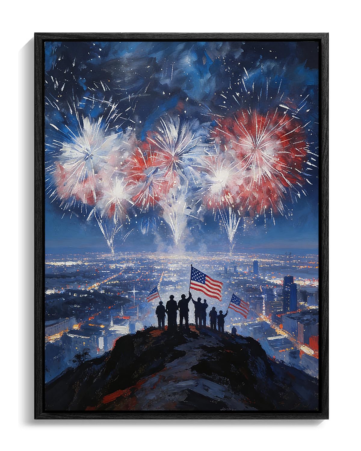 American Flag Framed Canvas Wall Art, 4th of July Canvas Prints