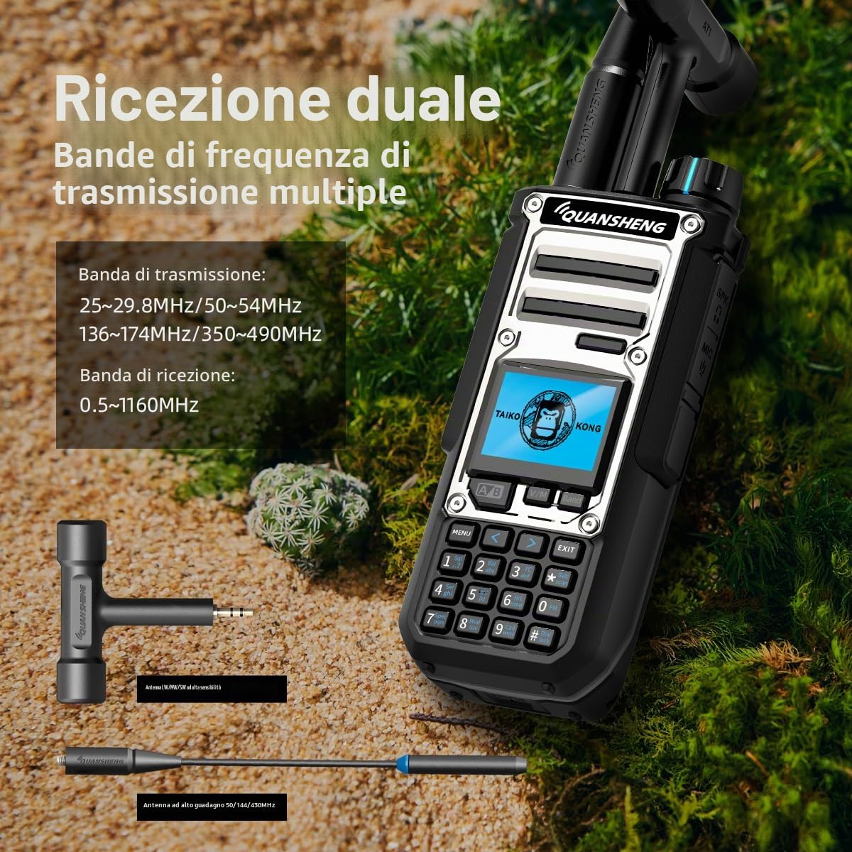 Quansheng TK-11(8) Two Way Radio PMR446 10W VHF/UHF con 999 Canali, IP55 Waterproof, Batteria 2500mAh, Tipo-C, CE Certificato per Uso Commerciale Esterno