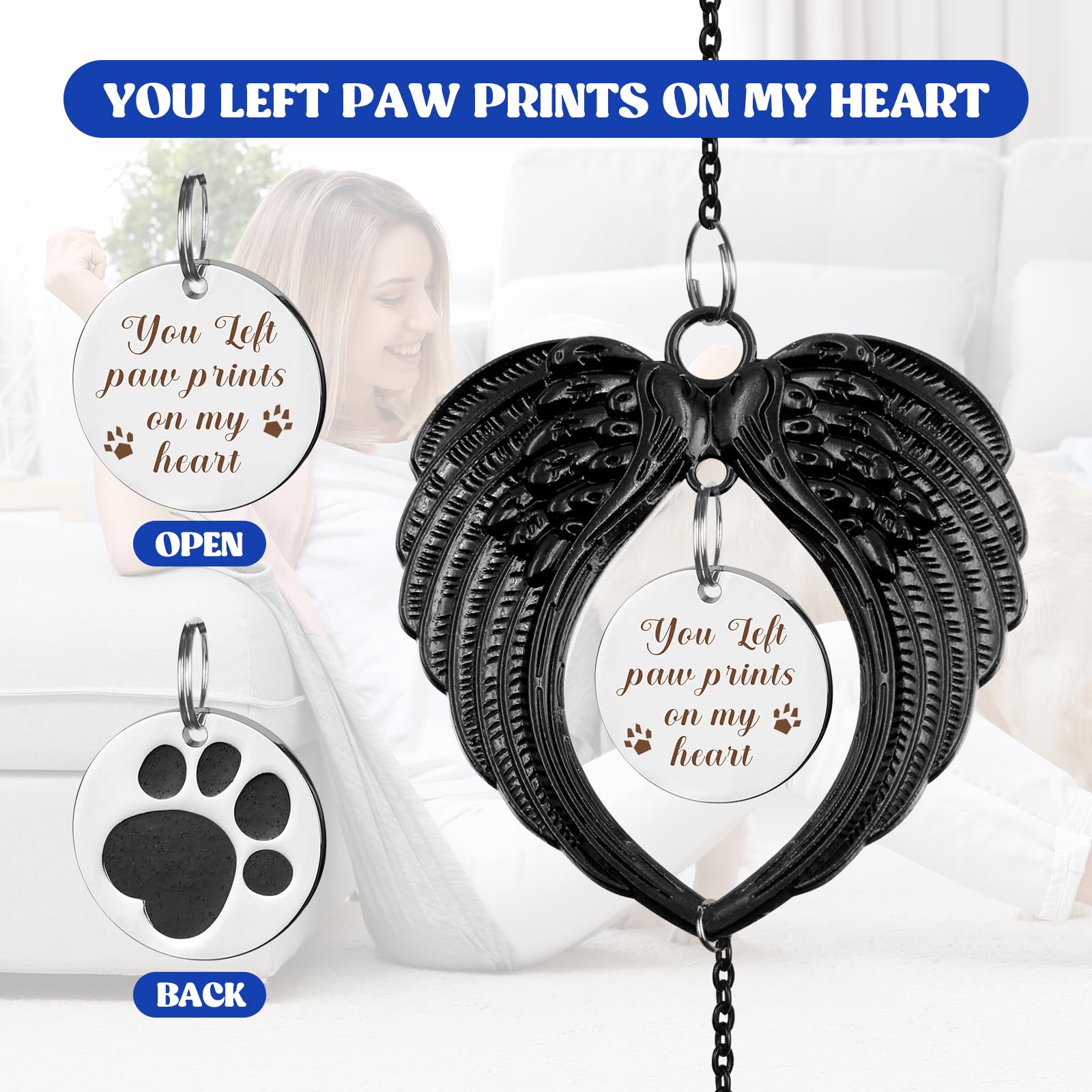 free-space Dog Memorial Gifts for Loss of Dog Cat Pet Paw Print Sun Catcher Sympathy Gift Crystals Prisms Hanging Garden Decor Rainbow Suncatcher Pet Dog Remembrance (Black) - Image 4