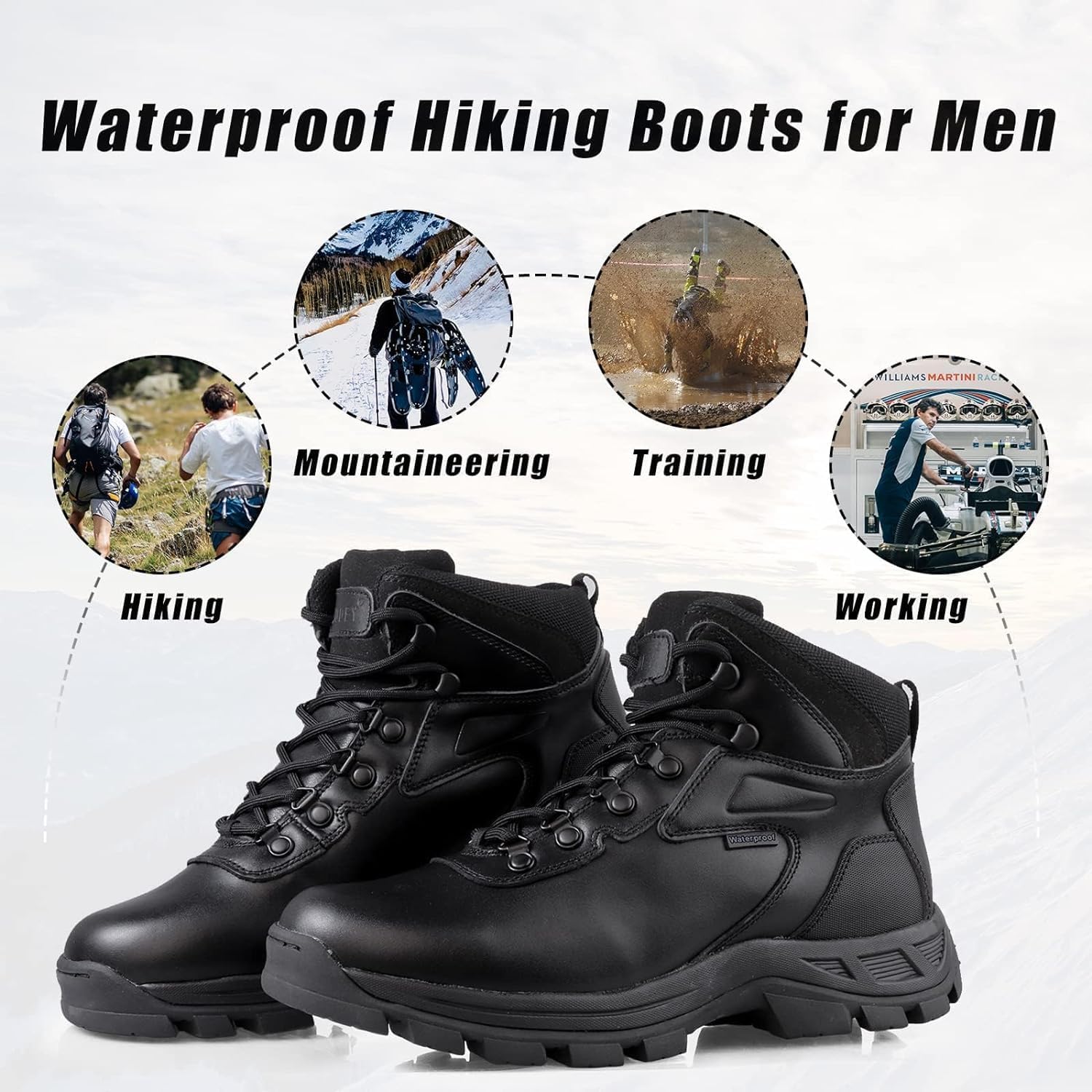 Męskie wodoodporne buty trekkingowe i turystyczne, outdoorowe, buty trekkingowe, antypoślizgowe, buty robocze, czarne buty męskie