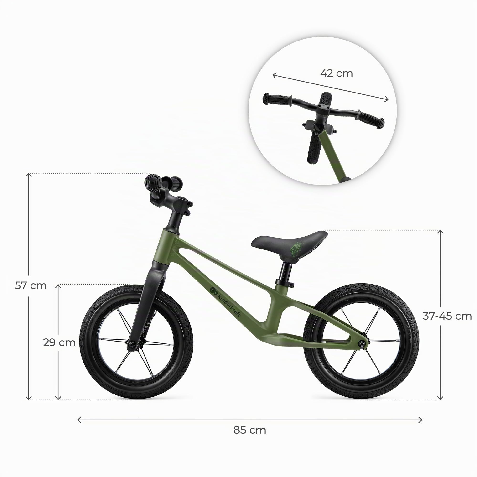 Kinderkraft ETER Bicicleta sin Pedales, Bicicleta Infantil, Bici Bebe, Regulable, Sillín Blando, A Partir de 2 años, hasta 35 kg