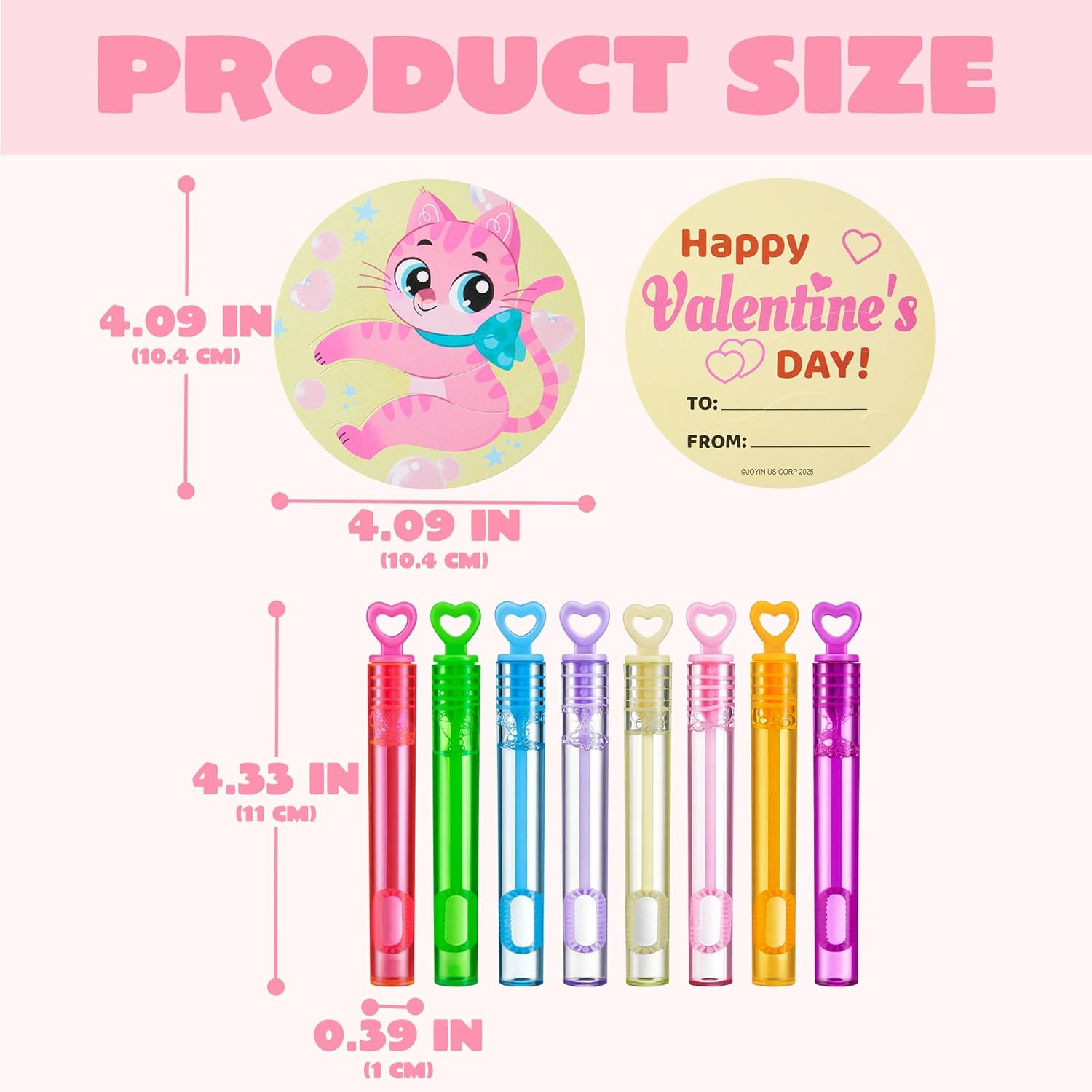 JOYIN 32 Pcs Valentine's Day Gift Cards with Mini Bubble Wands for Kids, Bubble Wands with Animal Themed Cards, Valentine's Day Gifts for Kids Classroom Prize Treats Party Favor Goodie Bag Stuffers