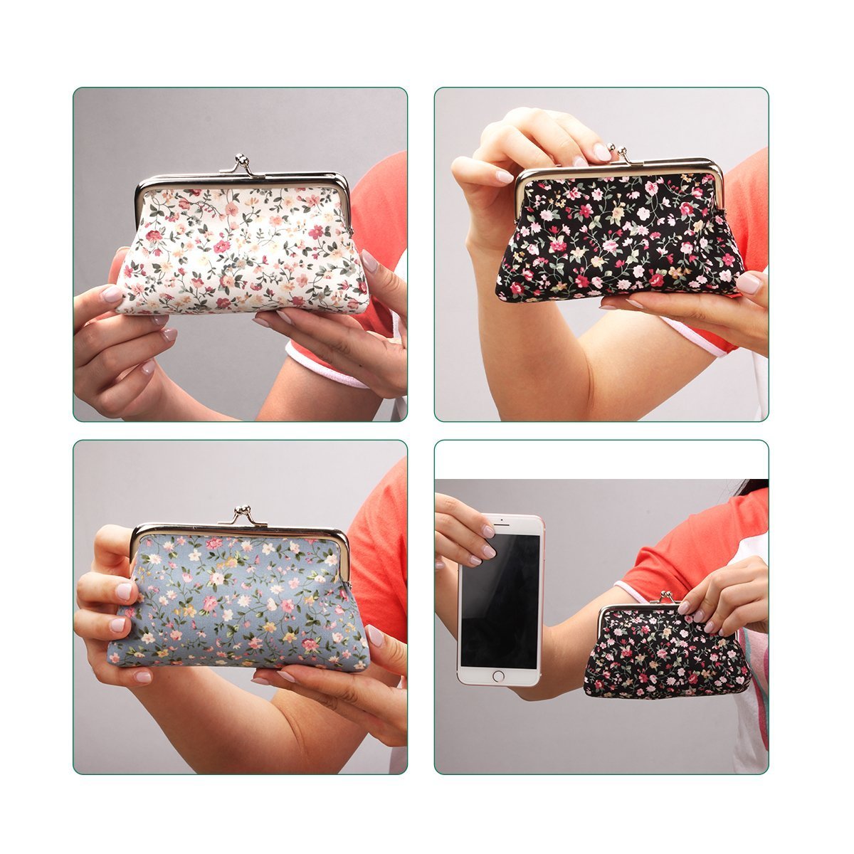 小物 MOKA MOCA Canvas Cute Floral Party Clasp Purse wallet Clutch Lipstick