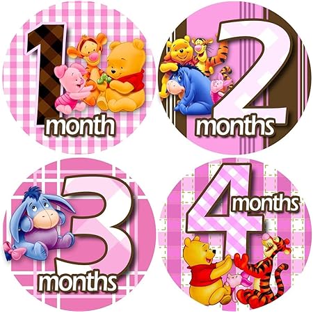 Amazon Com Rosa Winnie Pooh 1 12 Mes Bebe Mensual One Piece Pegatinas Baby Shower Regalo Photo De Ducha Pegatinas Bebes