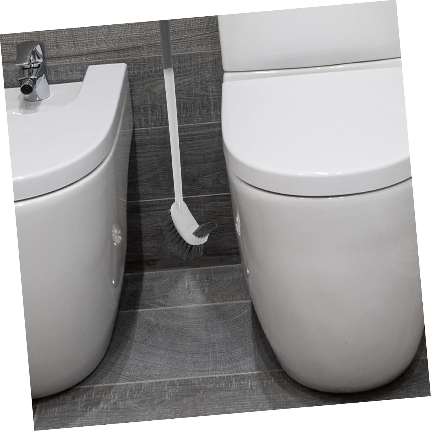Long Handled Toilet Brush with Curved Plastic Grip for Deep Cleaning image 5