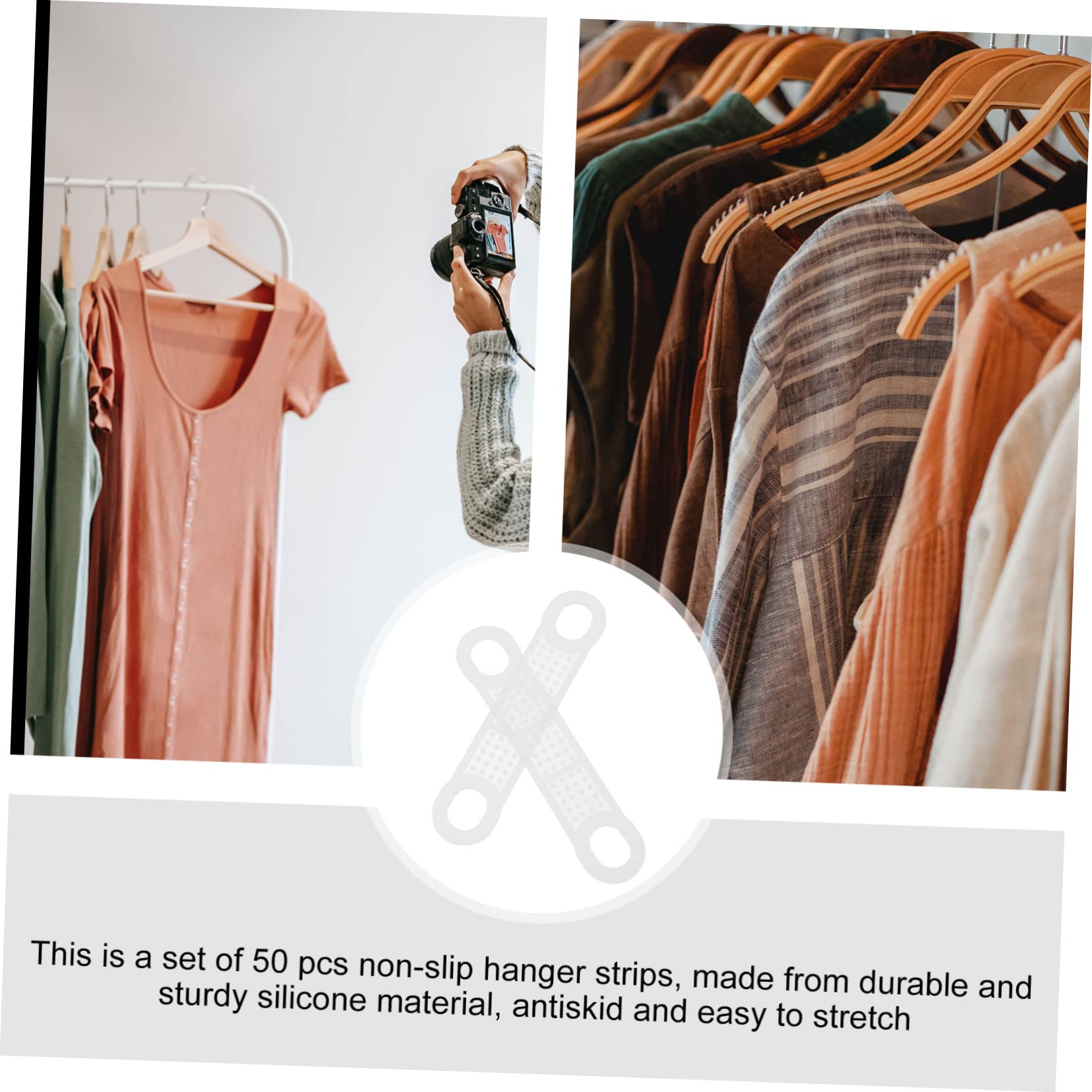 SOLUSTRE 50 Pcs Non-Slip Silicone Hanger Strips Adhesive Tape for Wooden Plastic Hangers Antiskid Grip Strips for