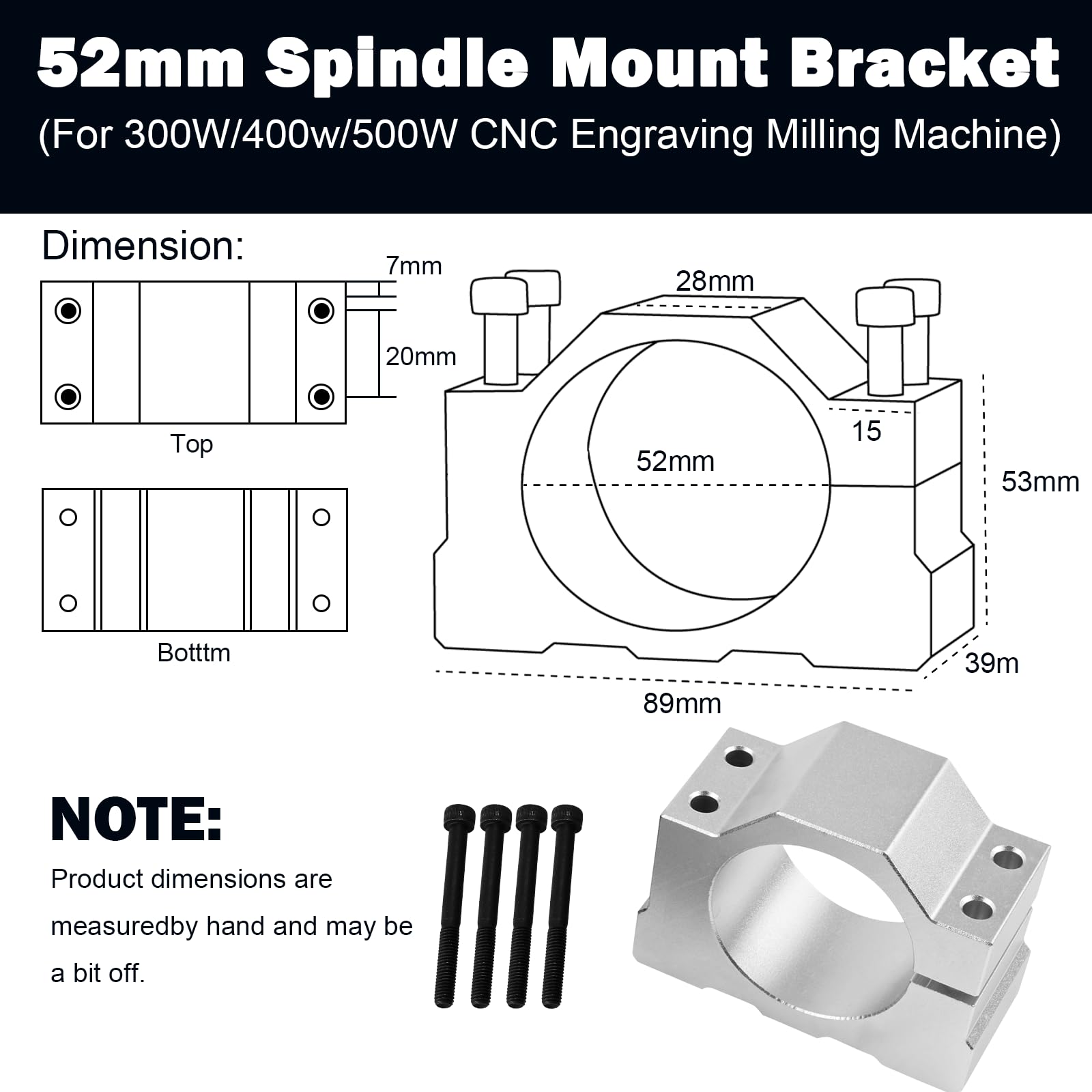 YOFULY Kit motore mandrino spazzolato da 500 W - con mandrino CNC ad alta velocità, convertitore di potenza, pinze ER11 da 13 pezzi e morsetto da 52 mm, per fresatrice CNC fai da te