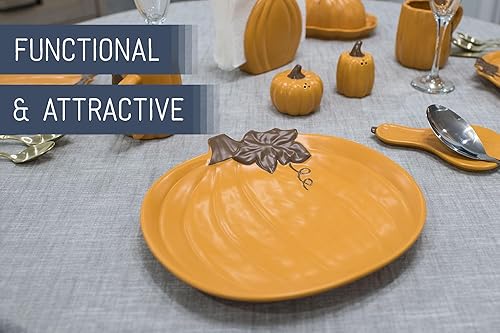 Miniatura 10 de Nat & Jules - Platos de comedor pequeños de cerámica con forma de calabaza de 8 x 8 pulgadas perfectos para Acción de Gracias, Halloween y