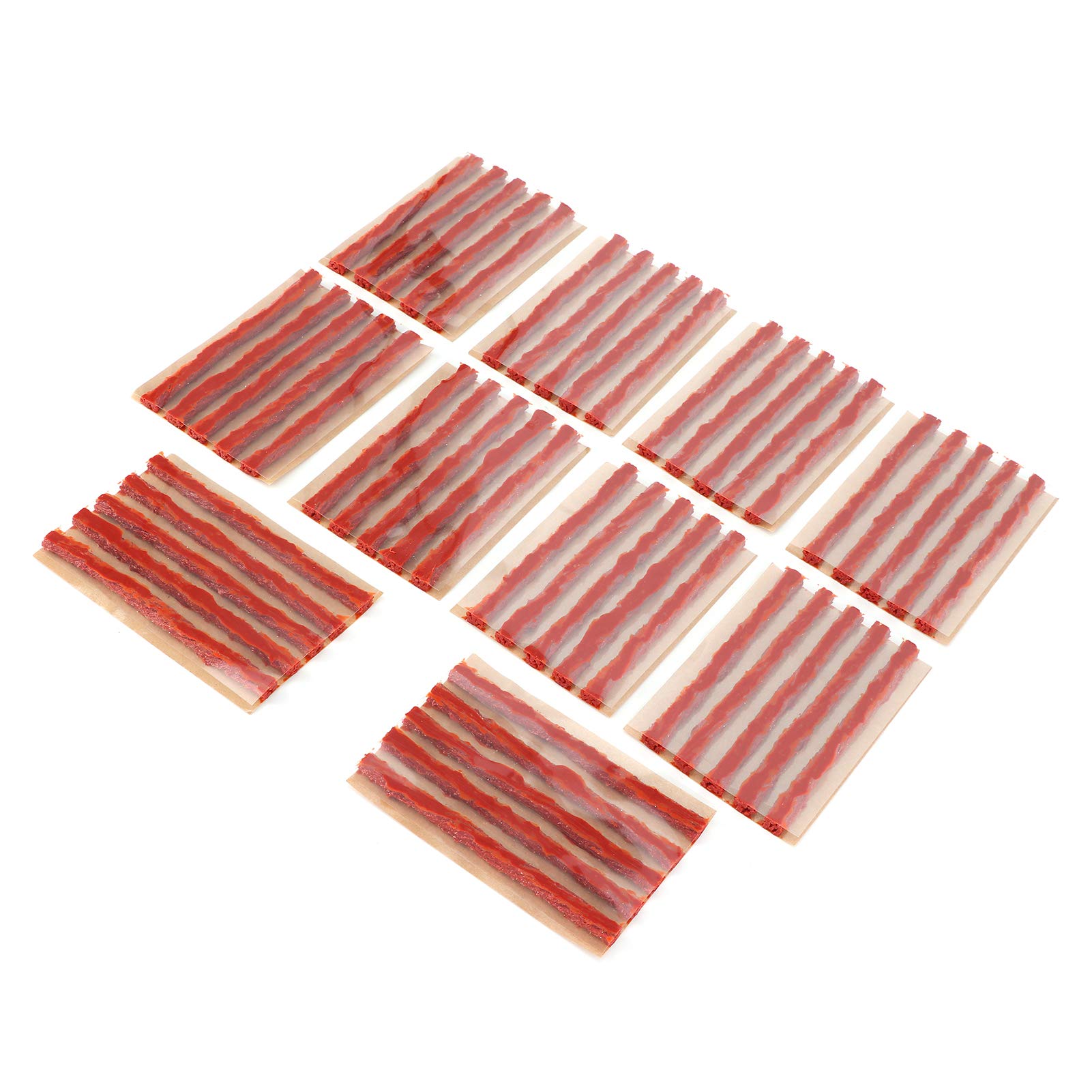 Aramox Gumowa łatka do Naprawy Opon, 50 Sztuk 100x6mm Wtyczka do Naprawy Opon Opona Bezdętkowa Gumowa Taśma Uszczelniająca Narzędzie do Naprawy Przebicia do Motocykla Samochodowego(brązowy)