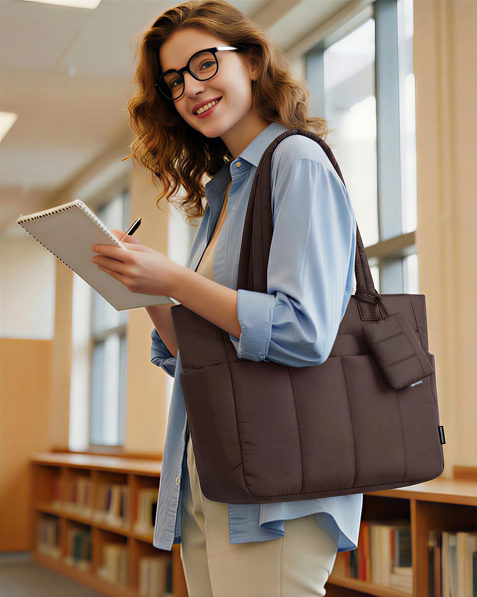 LOVEVOOK Borsa a mano da donna con chiusura lampo, leggera, da lavoro, scuola, insegnante, con scomparto per laptop, per lavoro, ufficio, università, viaggi, shopping
