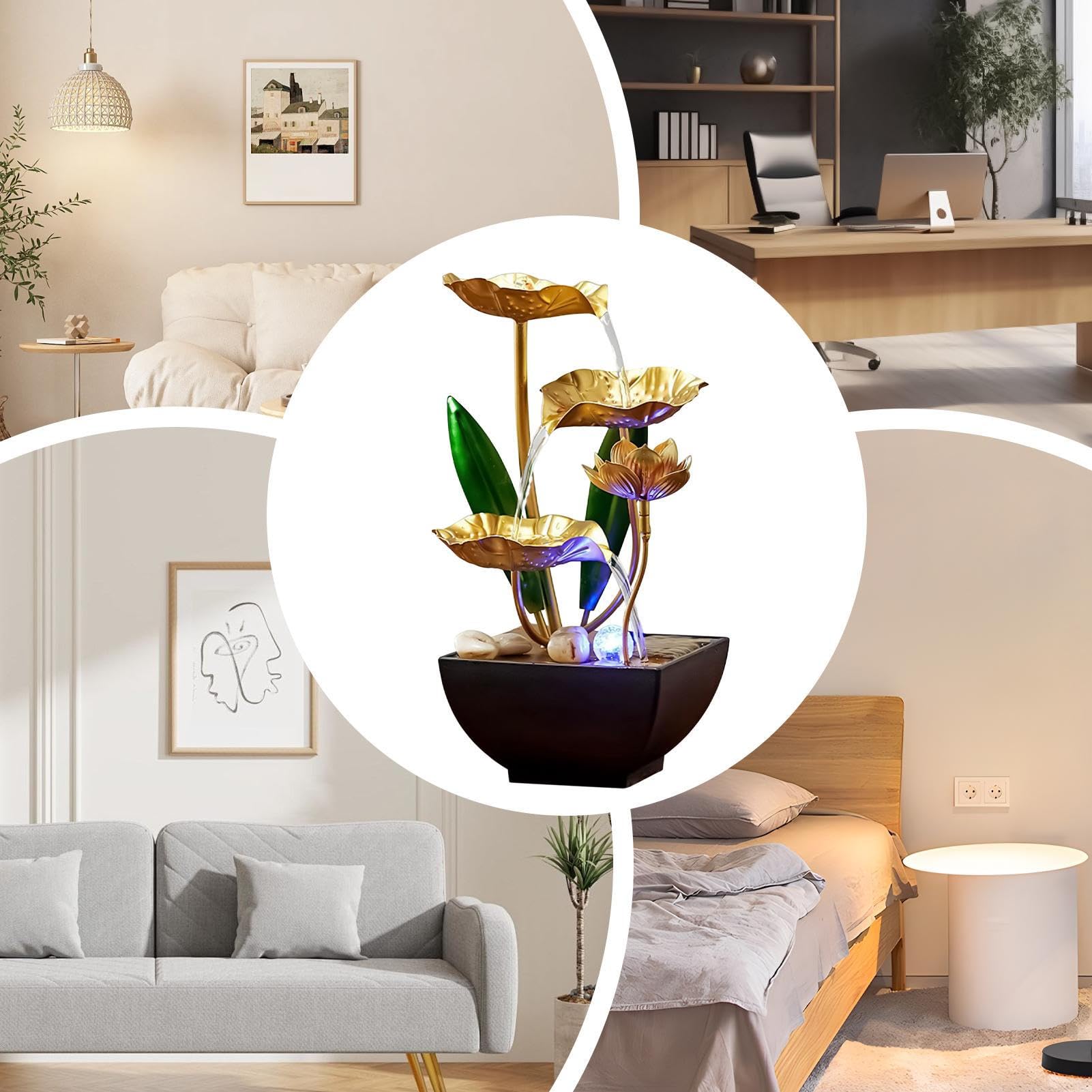 lyanny Fuente De Escritorio De Interior - Relajación Zen Con Iluminación LED Relajante,Con Sonidos Relajantes Fuente De Agua Para Interiores - Para Acuario Oficina Sala De Estar Dormitorio Hotel Pieza