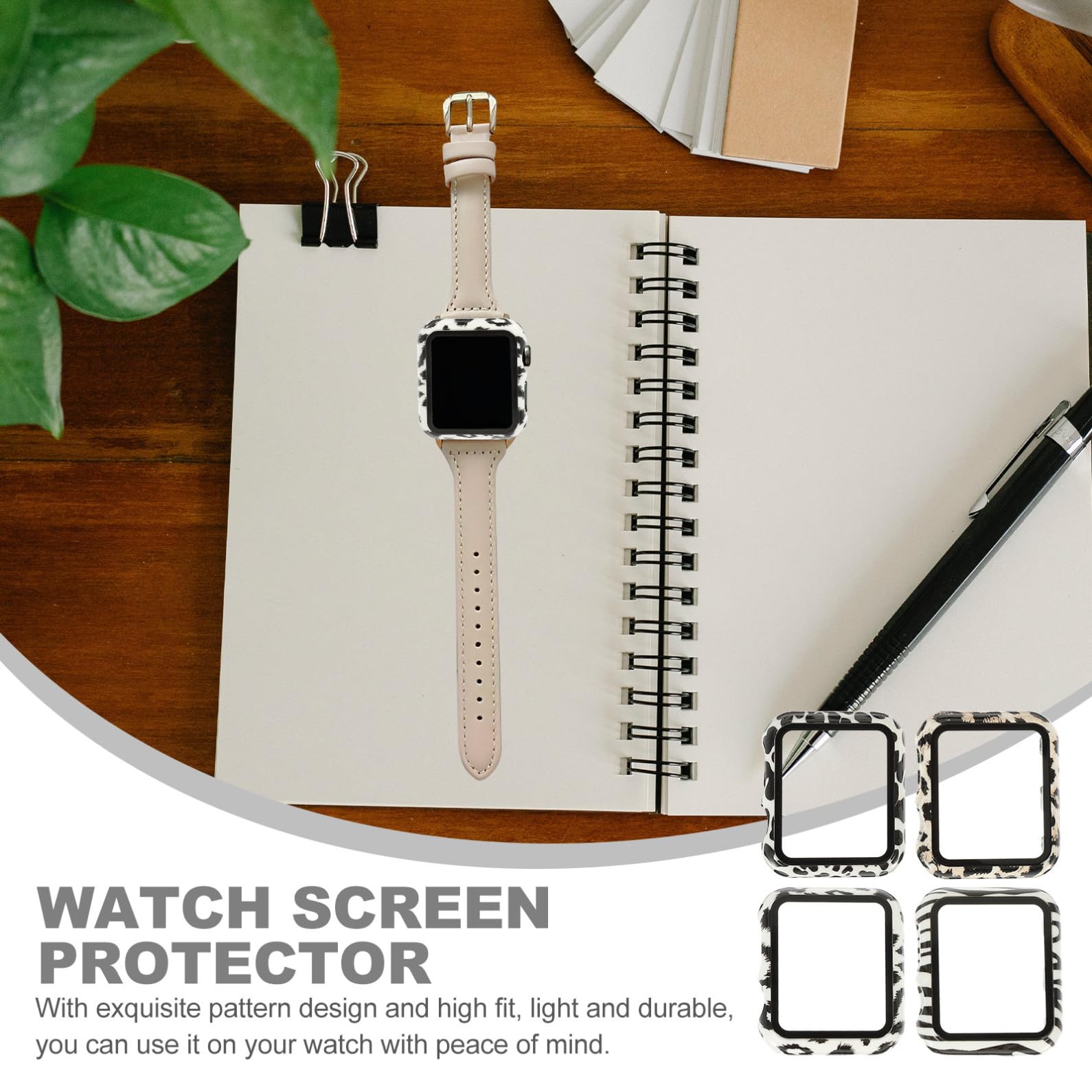 HOMSFOU 3 Set Custodia Schermo Protettore Ultra Telaio Dell'orologio Protezione Per Orologio Antigraffio Banca Cornice Per Smartwatch Pellicola Temperata 4 Pezzi * 3