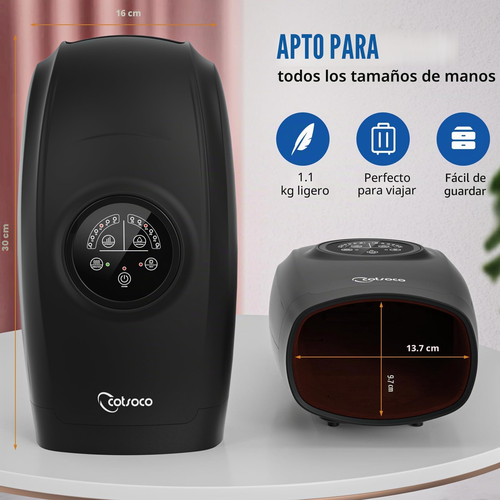 cotsoco Máquina masajeadora de manos con calor y compresión, masajeador Shiatsu de 6 niveles para artritis y alivio del túnel carpiano, alivio del dolor para dedos, muñeca y mano, el mejor regalo para