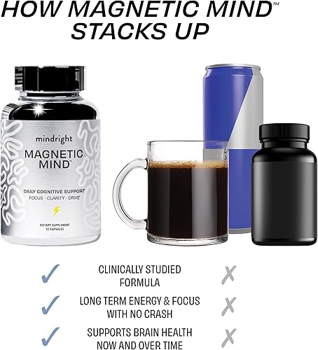 Miniatura 4 de Magnetic Mind - Suplemento cognitivo prémium para energía ultra enfocada, claridad y manejo, nootrópico diseñado para la salud cerebral, memoria y