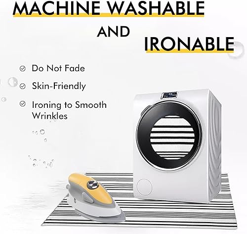 Miniatura 3 de KILOCOCO Alfombra a rayas beige  Tapete de 3 x 5 pies para puerta delantera al aire libre, tapete de bienvenida para exteriores, tapete de algodón