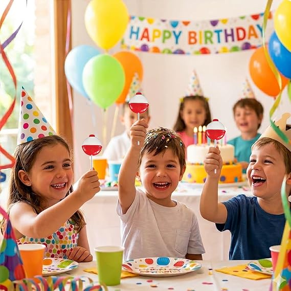 Fruidles 12-Pack Round Fishing Bobbers Lollipops, Mixed Fruit Flavor, Fun Party Suckers, Perfect Party Favors for Fisherman Birthday Party (12-Pack)