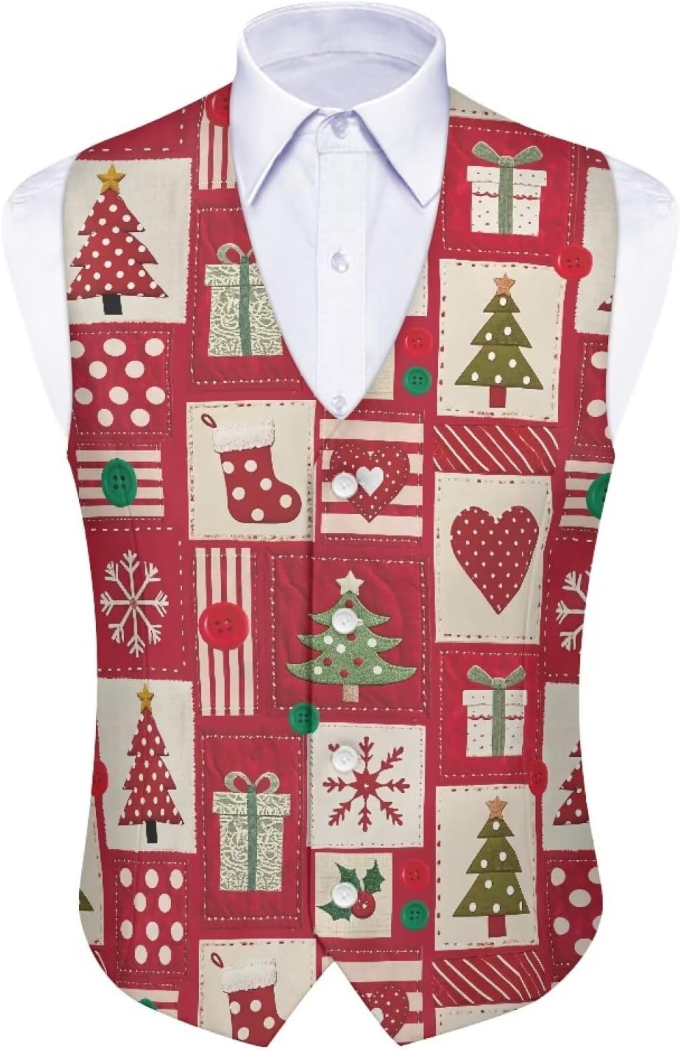 Men Christmas Suit Vest Lightweight Men's Vests for Party Banquet Winter V-Neck Mens Waistcoat with Back Strap