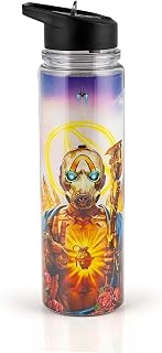 Borderlands 3 Psycho Bandit Double Walled Plastic Water Bottle | Official Borderlands Graphic Art Water Bottle | Holds 17 Ounces