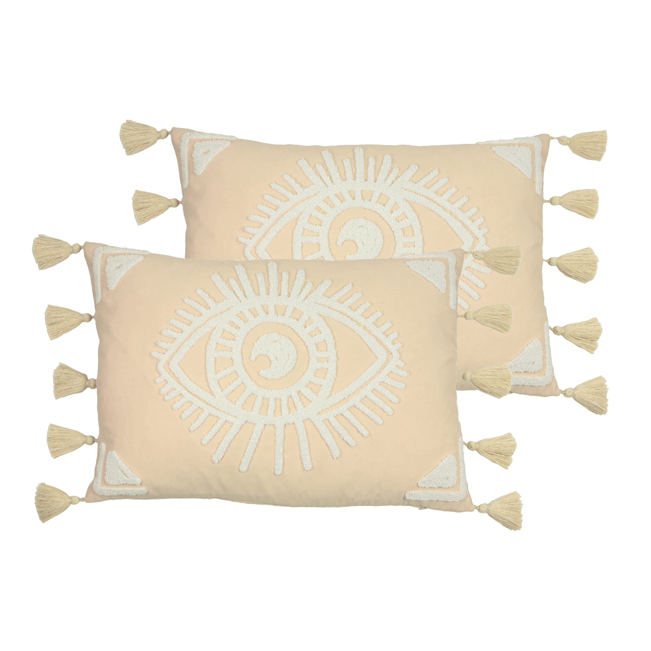 furn. Ashrame Eye Twin Pack Polyester Filled Cushions, Blush, 35 x 50cm