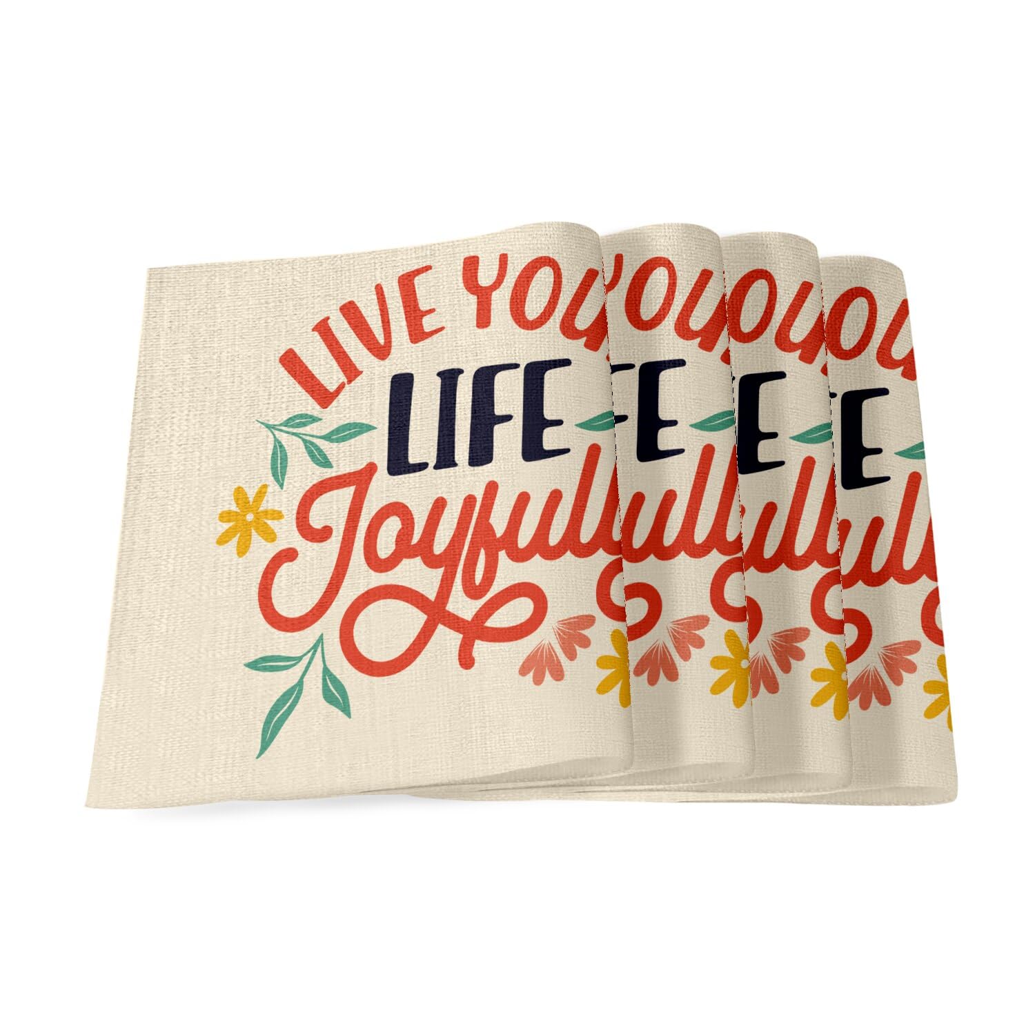 Set de table en lin message de positivité pour un rituel bien-être à la maison