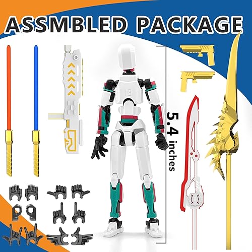 Miniatura 10 de Paquete de 5 figuras de acción T13 ya montadas, juego de figuras de acción de Titan 13 multicolor con sable láser impreso en 3D T 13 Lucky Robo