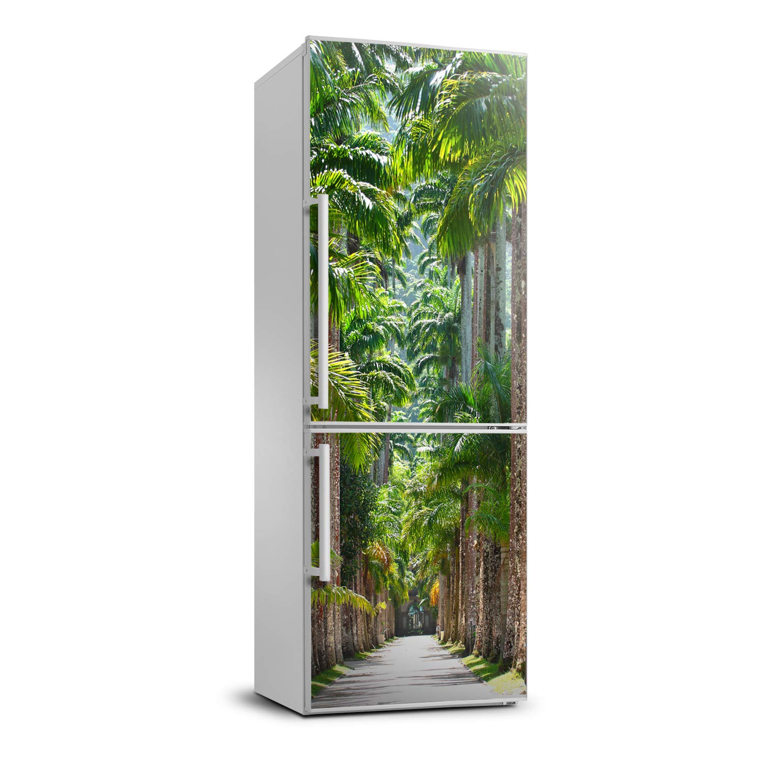 Autocollant frigo 70x190cm motif paysages palmiers pour décoration de réfrigérateur