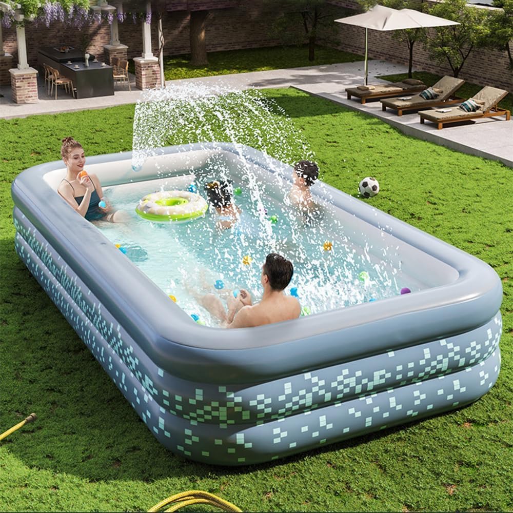 YUEWO Inflatable Swimming Pool Family Full-Sized Kiddie Blow Up Pool for Toddlers, Kids & Adults Above Ground Lounge Pool for Garden, Backyard Water Party (2.1m/83in)