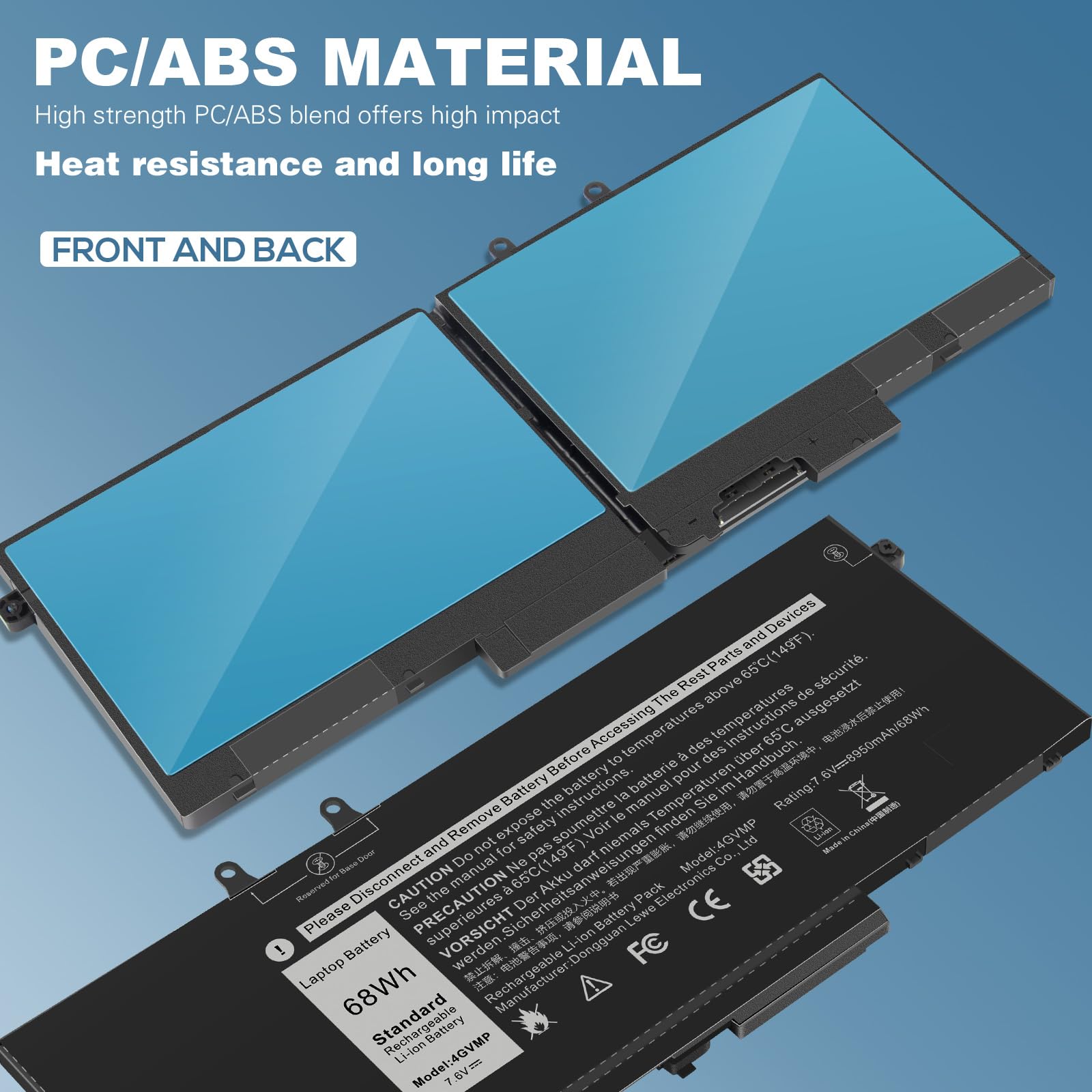ASUNCELL 7.6V/68Wh 4GVMP Batterie d'ordinateur Portable pour Dell Latitude 5400 E5400 5500 E5500, Precision 3540 M3540, Inspiron 7590 7591 7791 2-in-1 Series, 4GVMP 1V1XF R8D7N 9JRYT RF7WM