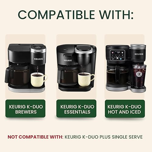 Miniatura 2 de Cesta de filtro de café reutilizable de malla para cafetera Keurig K Duo (Gen 2) y Keurig K-Duo Essentials, con 2 cápsulas recargables K Cup de